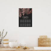 Rose Gold Palm Tree Fronds Black Seating Chart Poster (Küche)