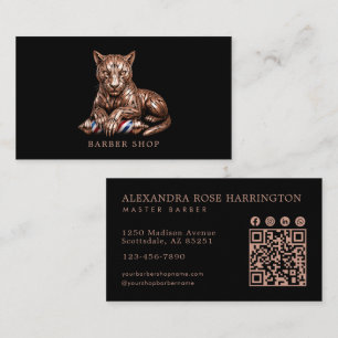 Rose Gold Panther Friseursalon Qr Code Hairstylist Visitenkarte
