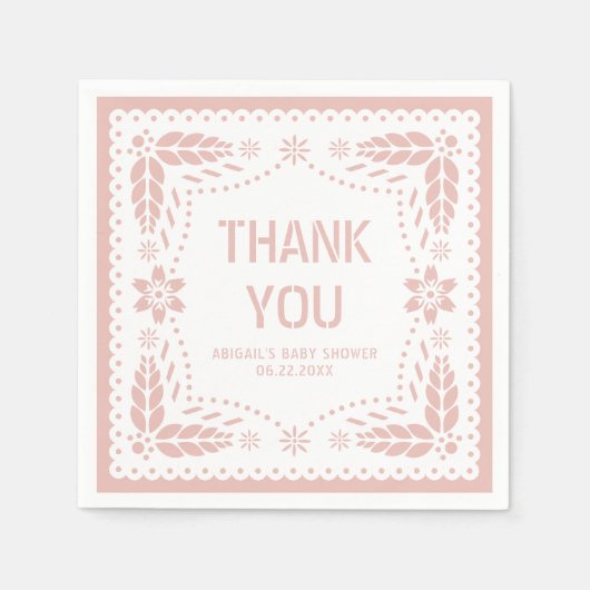 Rose gold papel picado Danke Baby Girl Dusche Serviette (Vorderseite)