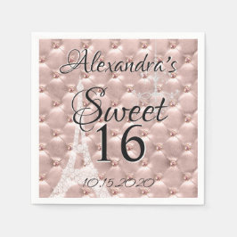 Rose Gold Paris 16 . Geburtstag Geburtstagsparty Serviette
