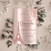 Rose Gold Paris Eiffelturm, Tropfen Quinceañera Einladung