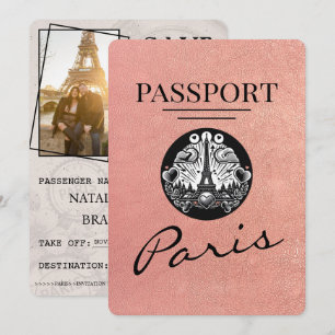 Rose Gold Paris Pass Save the Date