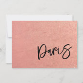 Rose Gold Paris Passport Dankeskarte (Rückseite)