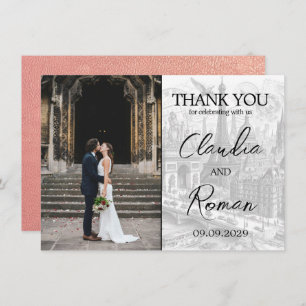 Rose Gold Paris Passport Dankeskarte