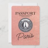 Rose Gold Paris Passport Hochzeit Einladung (Rückseite)