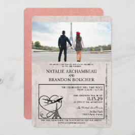 Rose Gold Paris Passport Hochzeit Einladung