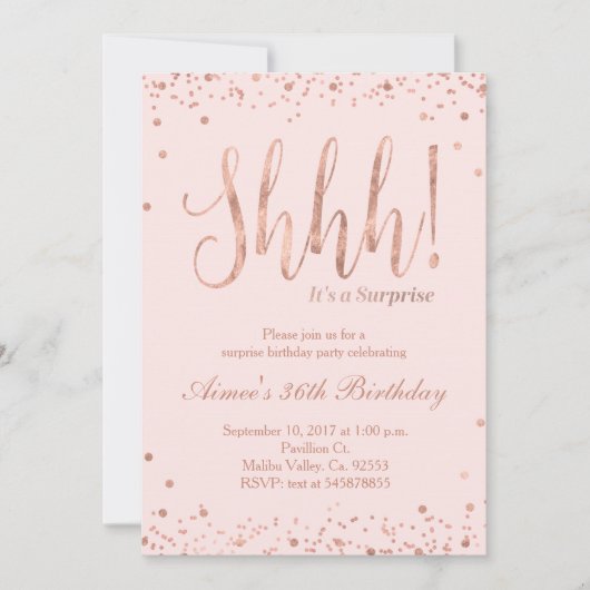 Rose Gold Party Einladung (Vorderseite)