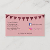 Rose Gold Party Planning Business Card Visitenkarte (Rückseite)