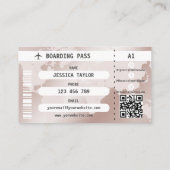 Rose Gold Passport World Map Boarding Pass Visitenkarte (Rückseite)