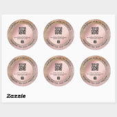Rose Gold Pastel Glitzer Danke QR Code Runder Aufkleber (Blatt)