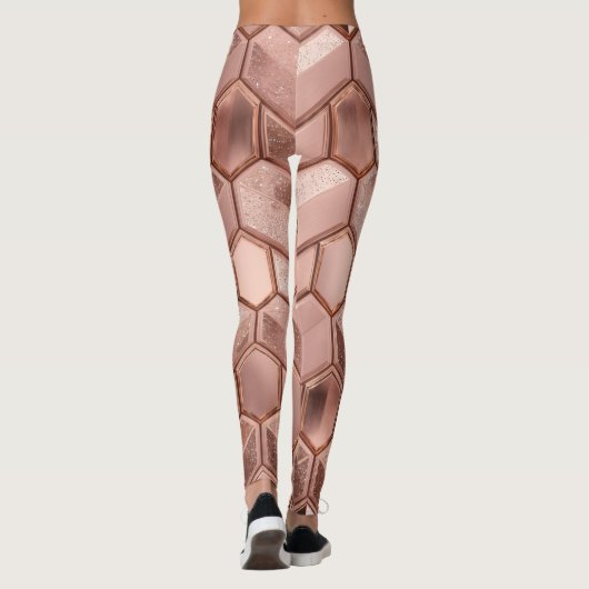 Rose Gold Pattern Design – Elegant Luxury Metallic Leggings (Rückseite)