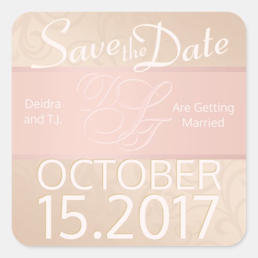 Rose Gold Pattern Monogram Stickers (Vorderseite)