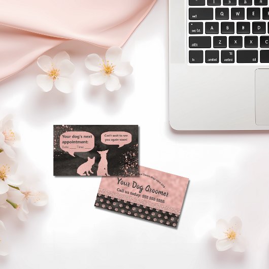 Rose Gold Paw druckt Hunde Groomer Terminkarte Visitenkarte