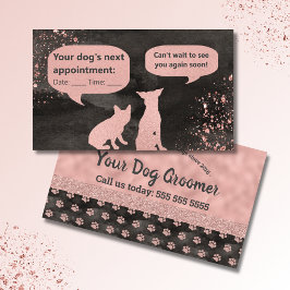 Rose Gold Paw druckt Hunde Groomer Terminkarte Visitenkarte
