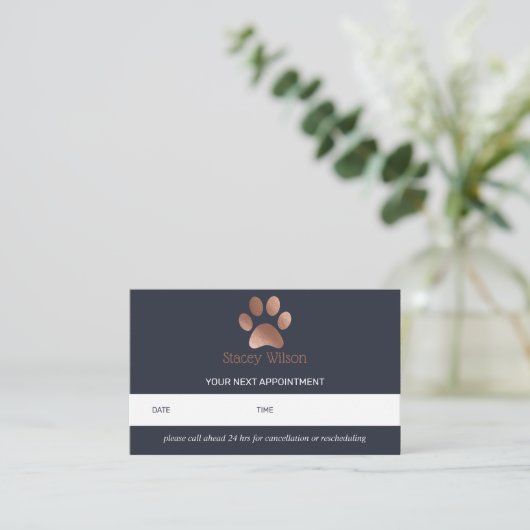 Rose Gold-Paw-Logo-Anruferkarte Visitenkarte (Stehend Vorderseite)