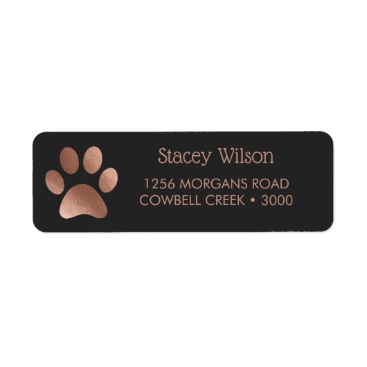 Rose-Gold-Paw-Print-Logo auf Steinkohle (Vorne)