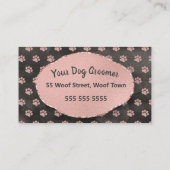 Rose Gold Paw Print Referenzikarte für Hunde Groom Visitenkarte (Rückseite)
