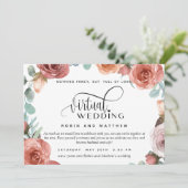 Rose Gold Peach floral Online Virtual Wedding Einladung (Stehend Vorderseite)