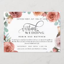 Rose Gold Peach floral Online Virtual Wedding