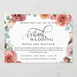 Rose Gold Peach floral Online Virtual Wedding Einladung