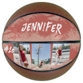 Rose Gold & Peach Foto Personalisiert Basketball (Vorderseite)