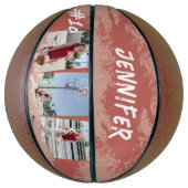 Rose Gold & Peach Foto Personalisiert Basketball (Vertikal)