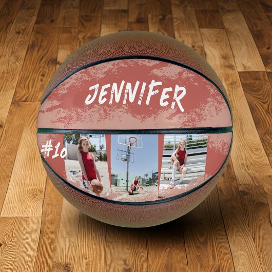 Rose Gold & Peach Foto Personalisiert Basketball