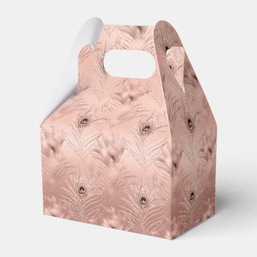 Rose Gold Peacock Feather Geschenkschachtel (Rückseite)