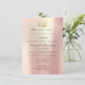 Rose Gold Pearly Crown Royal Glitzer 16. Bridal Einladung (Stehend Vorderseite)