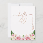 Rose Gold Peonies 40. Geburtstag Einladung (Rückseite)