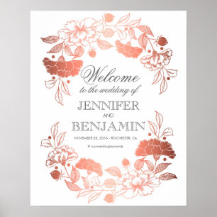 Rose Gold Peonies Elegantes Hochzeitsszenario Begr Poster