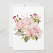 Rose Gold Peony Blume Glitzer Brunch & Bubbly Einladung (Rückseite)