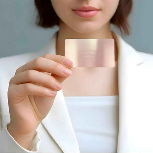 Rose Gold Perarly Minimalseide Metallic Weiß Visitenkarte
