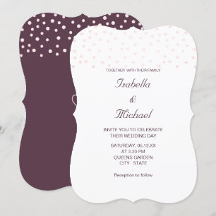 Rose Gold Perlen auf Cassis & Weiße Hochzeit Einladung