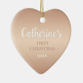 Rose Gold Personalisiert Erstes Weihnachtsherz Keramik Ornament (Rechts)
