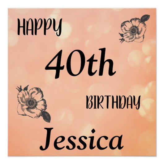 Rose Gold personalisiert Happy 40. Geburtstag Poster (Vorderseite)