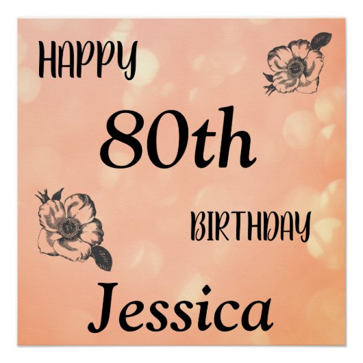 Rose Gold personalisiert Happy 80. Geburtstag Poster (Vorderseite)