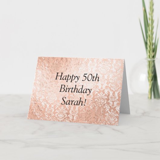 Rose Gold Personalisiert Happy Geburtstag Karte (Vorderseite)