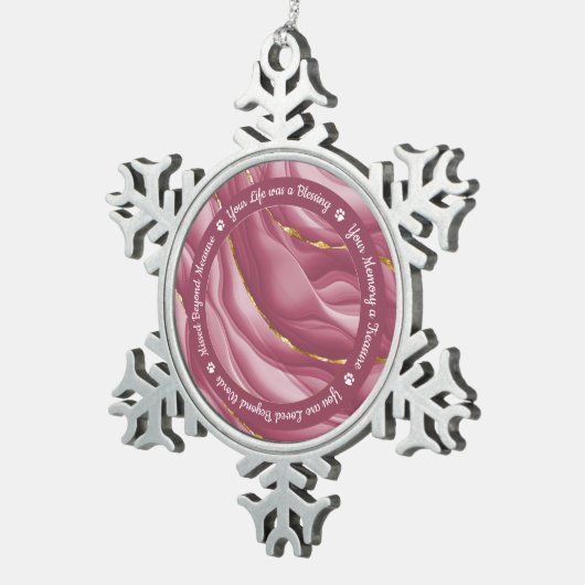 Rose Gold Personalisiert Pet Foto Schneeflocken Zinn-Ornament (Rechts)