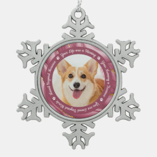 Rose Gold Personalisiert Pet Foto Schneeflocken Zinn-Ornament
