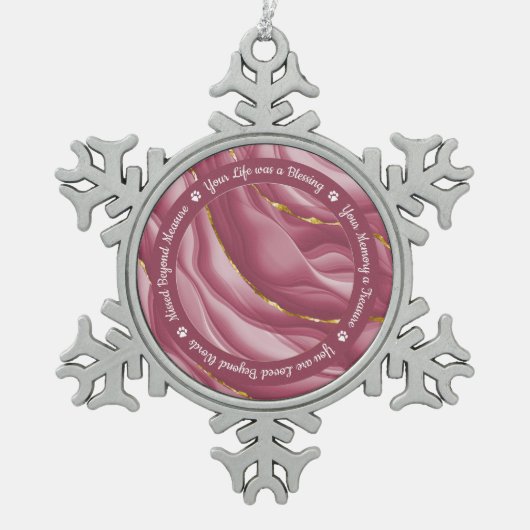 Rose Gold Personalisiert Pet Foto Schneeflocken Zinn-Ornament (Vorderseite)