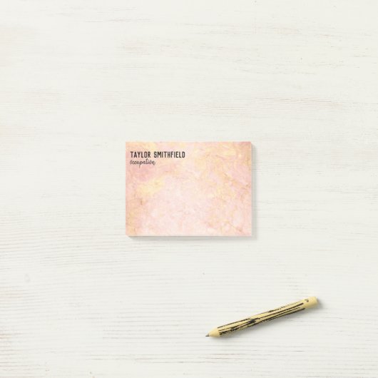 Rose Gold Personalisiert Post-it Klebezettel (Auf Schreibtisch)