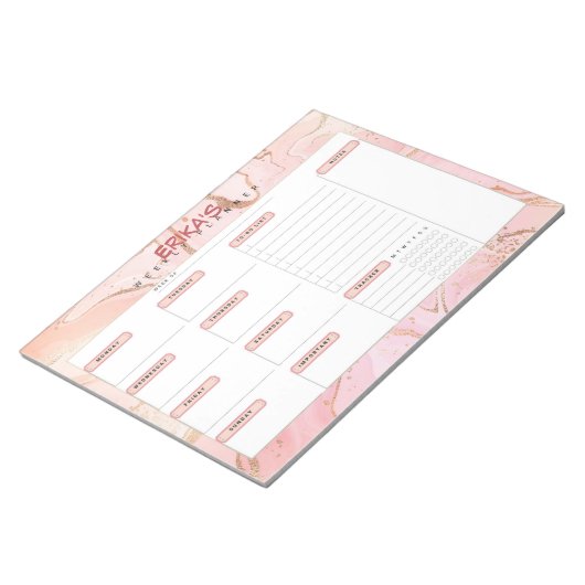 Rose Gold Personalisiert Weekly Planner Notizblock (angewinkelt)