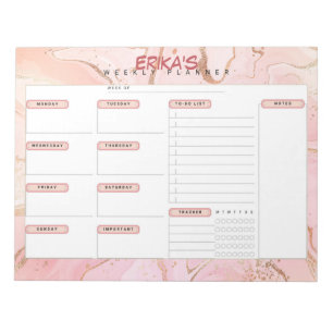 Rose Gold Personalisiert Weekly Planner Notizblock