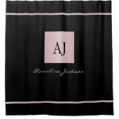 Rose Gold personalisierte Bezeichnung Monogramm sc Duschvorhang (Vorderseite)