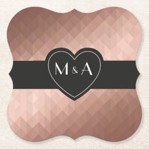 Rose Gold personalisierte Paare Monogramme im Herz Untersetzer