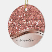 Rose Gold Personalisierter handgeschriebener Glitz Keramik Ornament (Links)