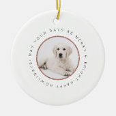 Rose Gold Personalisierter Hund Foto Urlaub Keramik Ornament (Vorne)