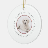 Rose Gold Personalisierter Hund Foto Urlaub Keramik Ornament (Links)