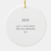 Rose Gold Personalisierter Hund Foto Urlaub Keramik Ornament (Hinten)